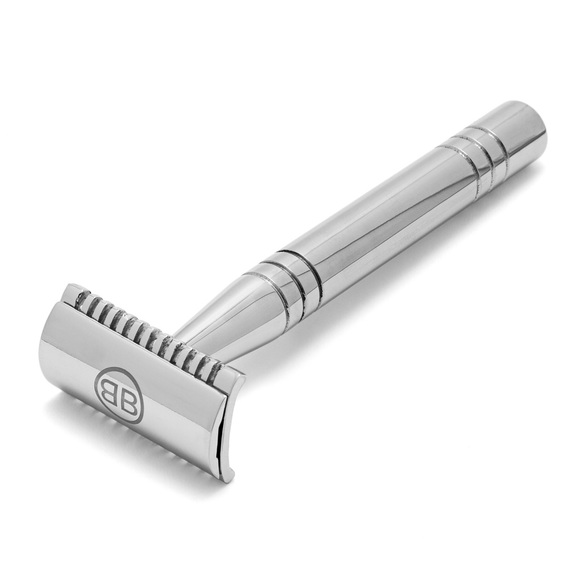 Stainless steel safety razor with leather pouch - Picture 4 of 5